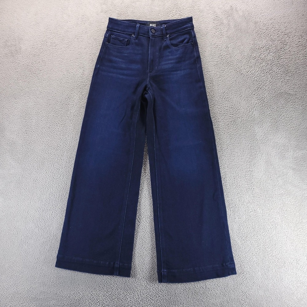 Paige Jeans Womens 24 Blue Anessa High Rise Wide Leg Crop Stretch
